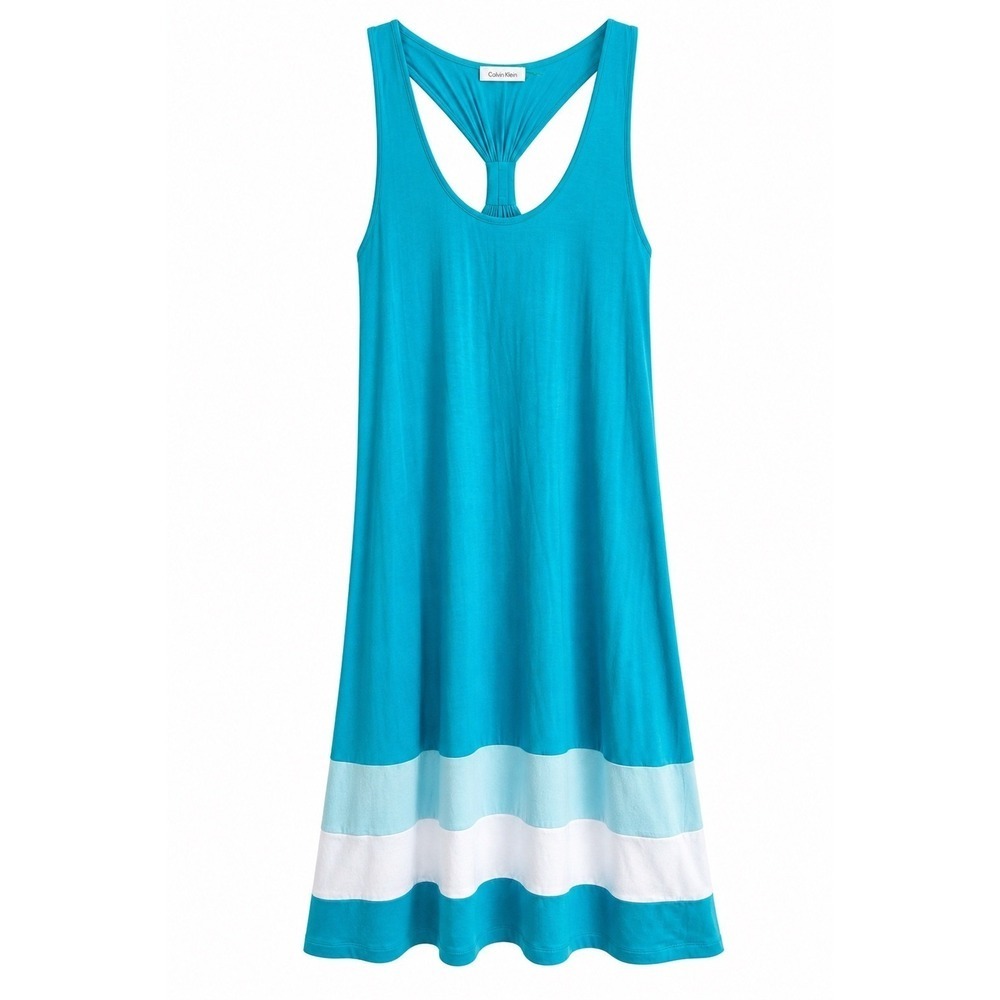 Calvin Klein NWT Teal Cover-Up Sundress Size 12 Stretch Rayon Beach Resort